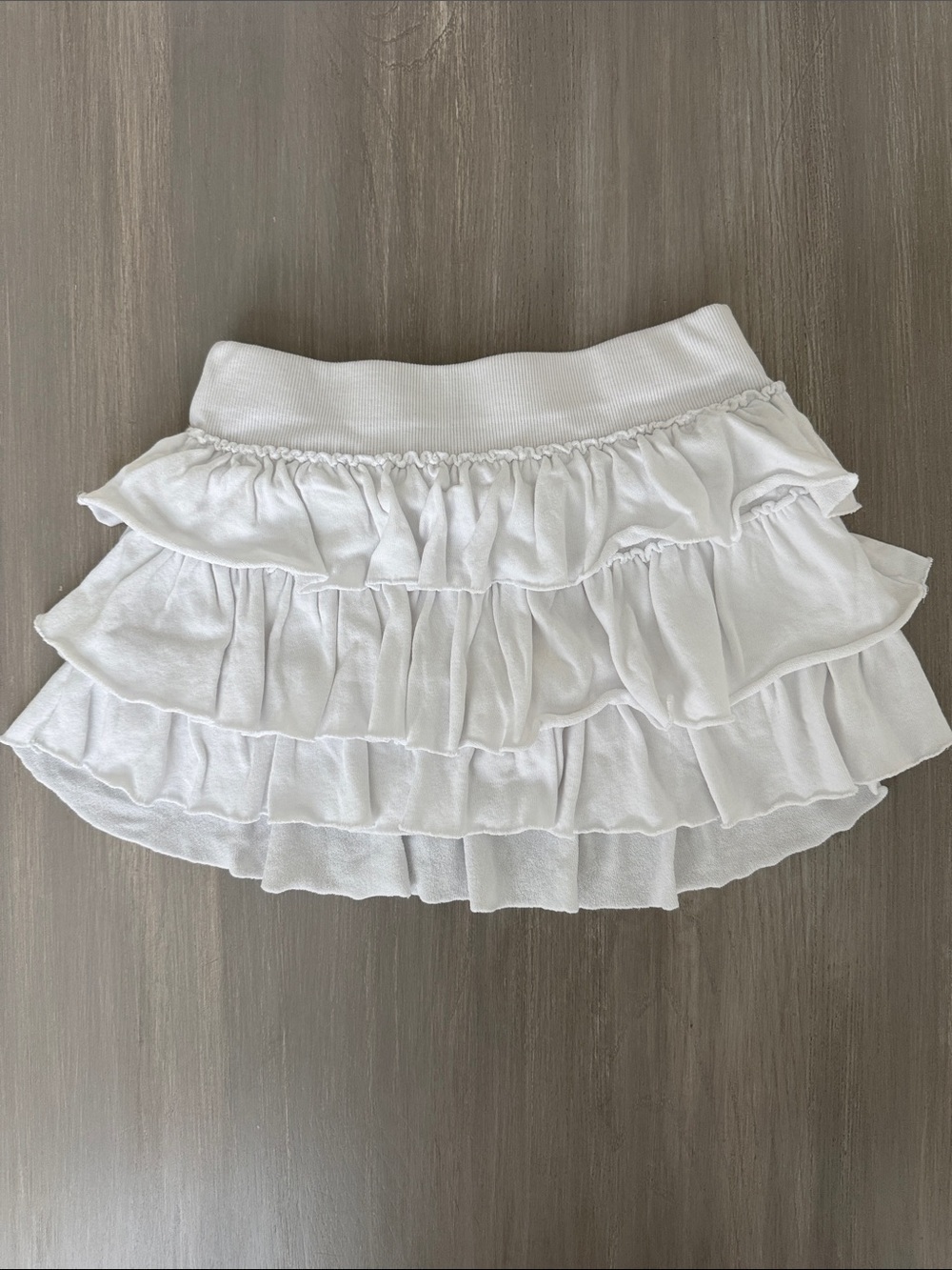 Katie J NYC White Cotton Ruffled Skirt with Built in Shorts